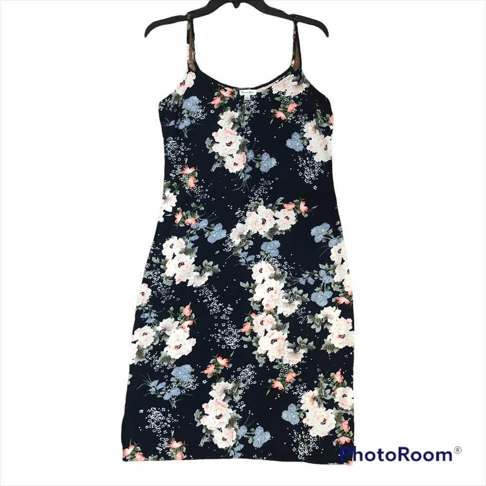 Blue Floral Spaghetti Straps Slip Dress - S